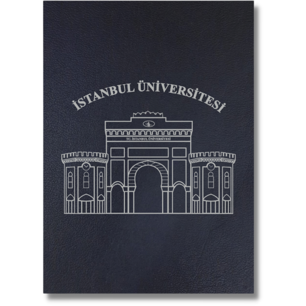 Siyah Deri Diploma Dosyası Gümüş Yaldızlı Özel Tasarım
