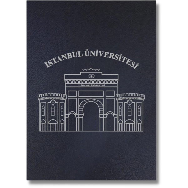 Siyah Deri Diploma Dosyası Gümüş Yaldızlı Özel Tasarım