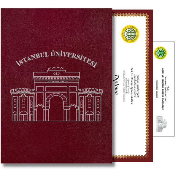 Diploma Baskısı ve Bordo Deri Diploma Dosyası Gümüş Yaldızlı Özel Tasarım
